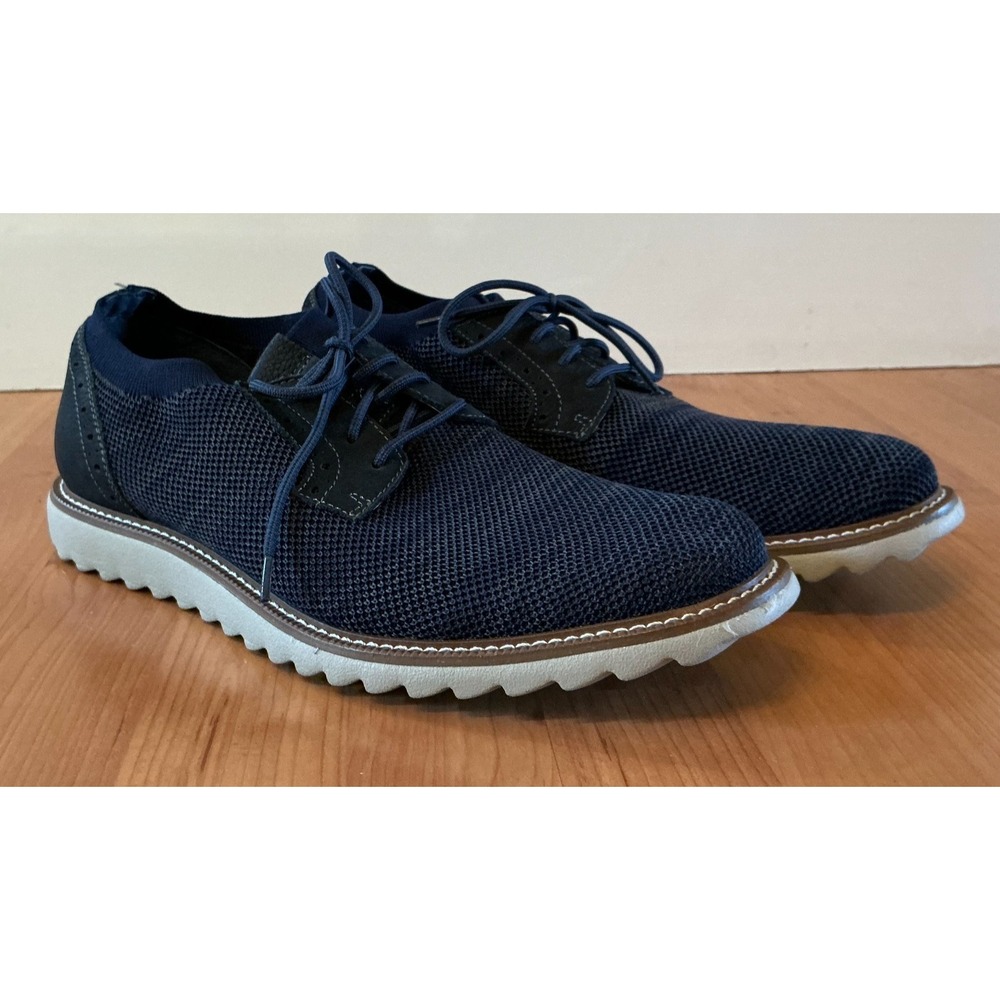Joseph Abboud Mens 12 Casual Lace Up Shoes Navy‎ Blue White Sole Dress Sneakers